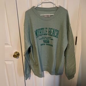 Tsunami‎ Surf Shop Myrtle Beach Women's Large Cotton Green Long Sleeve Crewneck